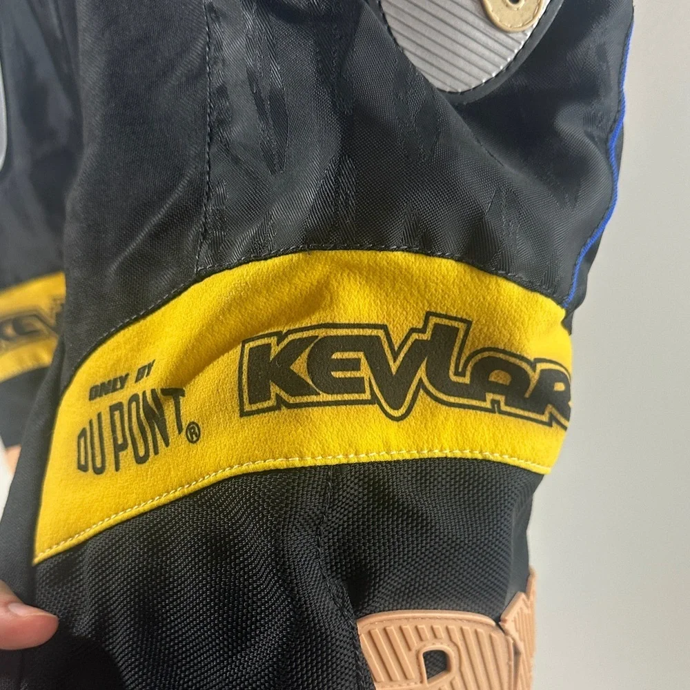 Kids Youth Black and Yellow Kevlar Pants AXO Racing 9Nine9 Motorcross - Picture 2 of 15